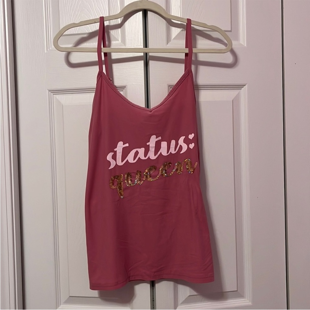 Pink ‘Status: Queen’ PJ Set with Gold Accents